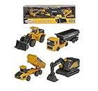 Majorette Volvo Construction Vehicle ToyÂ– Excavator, Wheel Loader, Dump Truck, Articulated Hauler, Die Cast Metal Toy Vehicles For Children Aged 3 And Above Girls, Boys, Kids- Set Of 4, Yellow