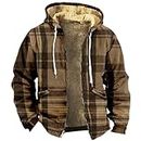 Men's Sherpa Fleece Lined Thickened Hoodies Vintage Casual Zipper Jacket Coats Comfy Loose Western Jackets Men Sweatshirts No Hood Mens Shirts Casual Closure