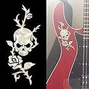 Inlaystickers pour guitares & basses - Rose & Skull - Perle Blanche B-135RS-WT