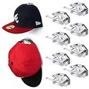 Modern JP Adhesive Hat Hooks for Wall (8-Pack) - Hat Rack for Baseball Caps, Minimalist Hat Display, Strong Hold Hat Hangers for Wall - U.S. Patent Pending, Clear