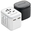 Worldwide Travel Plug Adapter, FSTravelP Universal with 2 USB International AC Socket Dual 10A Fuses, All In One Adapter for USA UK EU AU CN 150+ Countries