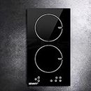 Devanti Induction Cooktop, Ceramic Glass Portable Cookware Cooker Super Powerful Electric Stove Plate Home Kitchen Appliance, With 2 Cooking Zones Touch Control Panel Black