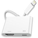 [Apple MFi Certified] Lightning to HDMI Adapter for iPhone, Digital AV Audio Dongle,1080P Sync Screen Cable with Lightning Charging Port for iPhone, iPad to TV/Projector/Monitor No Power Needed