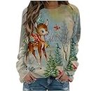 amazon outlet sale clearances today Women's Christmas Long Sleeve Crewneck Shirt Funny Letter Print Sweatshirt Casual T- Shirt Blouse Tops Y2K Clothes women’s christmas tops Gray S