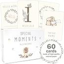 OLGS Baby Milestone Cards | Monthly set of 60 cards Teddy Lou for Boy and Girl | Baby cards gender neutral | Baby Milestones + magnetic box | Babyparty, Babyshower, Gifts cards for special moments