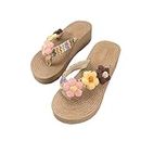 zapatos de bebe niña 2024 Winter Women's Bohemian Folk Style Slippers Shoes Summer Flower Wedges Beach Sandals Flip-flops Lady Journey Cute Sandal K-98 Pink 4.5