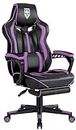 Vonesse Purple Gaming Chair with Footrest Reclining Computer Gaming Chair High Back Gamer Chair with Massage Ergonomic PC PU Leather Racing Gaming Chair Big and Tall Gaming Chairs for Adults Swivel