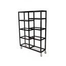 Forbes Industries 6570-36-PS Mobile Display Tower w/ (6) Glass Shelves & Stainless Steel Frame - 48"L x 14"W x 36"H, Black