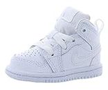Nike Jordan Kids Preschool 1 Mid Basketball Shoes 640734, White/White, 2 Toddler