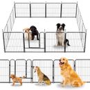 Dog Playpen 16 Panels Pet Fence Metal 24" Exercise Pen Puppy Playpen Out/Indoor