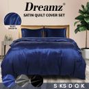Dreamz Silky Satin Quilt Cover Set Bedspread Doona Pillowcases Summer All Size