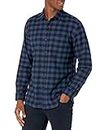 Amazon Essentials Men's Long-Sleeve Flannel Shirt (Available in Big & Tall), Black Blue Buffalo Plaid, XL