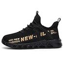 GUOCHENXY Boys Trainers Size Kids Black Running Shoes Breathable School Children Outdoor Sports Sneakers Black 2 UK