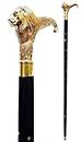 Moycraft Lion Wooden Folding Walking Sticks 36 inches Black with Brass inaly