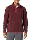 Amazon Essentials Men's Snap-Front Pullover Polar Fleece Jacket, Burgundy Red Color Block, XX-Large