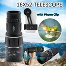 16x52 HD Monocular Telescope with Smartphone Adapter - Clear Viewing Experience