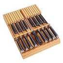 Utoplike in-Drawer Knife Block Bamboo Kitchen Knife Drawer Organizer,Large Handle Steak Knife Holder Without Knives, fit for 16 Knives and 1 Sharpening Steel (16 Knife Organizer)