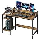 MINOSYS Computer Gaming Desk - 47" Home Office Desk with Storage, Rustic Writing Desk with Monitor Stand, Modern Simple Study Corner Table, Adjustable Storage Space.