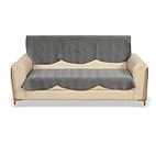 Yellow Weaves Velvet 3 Seater Quilted Sofa Cover And Chair Cover, Seat&Back Cover, Color - Dark Grey