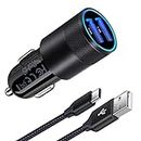 Samsung Car Charger, AILKIN 3.4A Dual Port Fast USB C Car Charger Adapter with 6FT/1.8M USB C Cable for Samsung Galaxy S24/S23/S22/S21/S20/S10/S9/S8/A54/A14/A34/A15/A55/A53/A52/Z Flip 5/4/3, iPhone 15