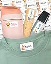 melu kids® Namensaufkleber für Kinder - Kleidung & Gegenstände (50 Stück) Kita/Schule - Namensschilder waschmaschinenfest und personalisiert (weiß)