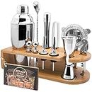 Cocktail Shaker Set with Stand Mixology Bartender Kit|Bar Tool for Drink Mixing, Cocktail Shaker Bar Accessories for Home Bar Set, Perfect for Apartment Essentials and House Warming Gifts New Home