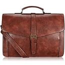 Estarer Mens Leather Briefcase 15.6 Inch Laptop Satchel Messenger Shoulder Bag for Business Work Office Gifts For Him
