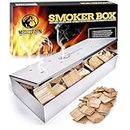 Grill Smoker Box for Wood Chips - Bbq accessories compatible with Big Green Egg and Gas, Electric or Charcoal BBQ grill. Smoking accessories to get Smoky Barbecue Flavored Grilled Meat Stainless Steel