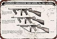 HomDeo Metal Signs Vintage 1944 Thompson Submachine Guns Retro Style Ranch Funny Tin Sign 8 x 12 Inches Garage Decor Art
