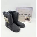 BEARPAW Boots Women's Elle Short Suede Leather Never Wet Charcoal Size 10 NIB