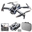 Drone with Camera LS-S1S 4K Dual Professional WIFI FPV 2.4G Brushless 6-Axis Gyro Optical Flow Positioning, Gesture Photography, Obstacle Avoidance, Trajectory Flight, Headless Mode Foldable 3 Battery