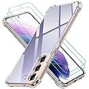 ivoler Funda para Samsung Galaxy S22+ / S22 Plus 5G / 4G con 2 Piezas Cristal Templado, Carcasa Protectora Anti-Choque Transparente, Suave TPU Silicona Caso Delgada Anti-arañazos Case