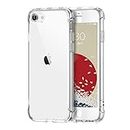 ONES iPhone SE3 SE2 SE 8 7 HD Clear Case『 Military Protect Shockproof Airbags 』『 Speaker Resonance 』〔 Screen Lens Guard 〕〔 Anti-Slip 〕〔 Strap Hole 〕Impact Absorb Slim Soft Silicone Cover Transparent