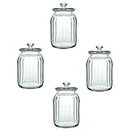 Pure Source India Round Airtight Glass Cookie Jars – 350 Ml, 4 Pieces, Clear