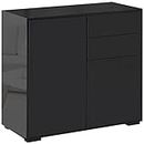 HOMCOM High Gloss Buffet Sideboard with 2 Drawers, 2 Doors and Adjustable Shelf, Kitchen Storage Cabinet with Push Open Design, Black