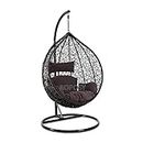 Airwing TIKKOST Single Seater Heavy Iron Hanging Egg Swing Lounge Chair with Tufted Soft Deep Cushion Backyard Relax for Indoor, Outdoor, Balcony, Deck, Patio, Home & Garden (Rattan,Black & Black)