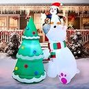 Joiedomi 6 ft Christmas Polar Bear Inflatable Decoration, Polar Bear with Penguin & Xmas Tree Inflatable with Build-in LEDs Blow Up Inflatables for Christmas Party Outdoor, Yard, Garden, Winter Décor