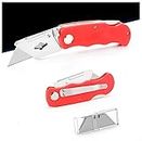 Utility Folable Knife Cutter Pocket Knife with Pen Clip, FREE Heavy Duty Blades 3 nos Extra Replaceable Blades for Cuttin Carpet | Rope Leather | Cardboard (Random color)