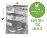 (50PC) 1 Gallon Mylar Bags Zip Seal Long Term Food Storage Reusable