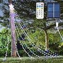 SAILESI Christmas Decorations Star String Lights, 350 LEDs Outdoor Indoor Star Waterfall String Light with Color Changing and Remote, Solar Fairy Lights for Xmas Yard Party Home Wedding Holiday Decor