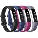 For Fitbit Alta HR Bands, Vancle Classic Accessory Band Replacement Wristband Strap for Fitbit Alta HR 2017 / Fitbit Alta 2016 Small Large (022, 4PC(Black+Navy Blue+Grey+Purple), Large)