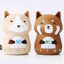 ELE DEPI 2 Pack Cute Kitchen Timer,100% Mechanical Timer for Kids,60 Minutes Wind up Timer for Cooking/Reading/Do Sports. (Brown Bear and Wolf)