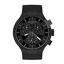 Swatch Quartz Silicone Strap, Black, 20 Casual Watch (Model: SB02B400), black, Modern