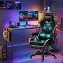 LED Gaming Chair with Speakers, Massage Computer Chair Ergonomic Racing Office C