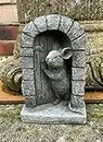 Discount Garden Statues Mouse Door Stone Statue | Garden Outdoor Home Tree Animal Decoration Ornament Mice, Grey