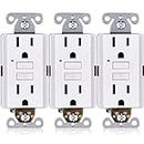 15A GFCI Outlets [3-Pack], Non-Tamper-Resistant GFI Duplex Receptacles with LED Indicator, Self-Test Ground Fault Circuit Interrupter, ETL Listed, White, 3 Piece