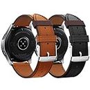Syxinn Compatible with 22 mm leather strap Galaxy Watch 46 mm/Gear S3 Frontier/Classic strap, genuine leather watch strap, sport strap bracelet for Huawei Watch GT/Moto 360 2nd Gen 46 mm