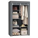 SONGMICS Portable Closet, Clothes Storage Organizer, 17.7 x 34.6 x 66.1 Inches, Gray URYG84GY