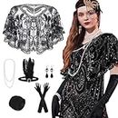 PLULON 10 Pieces 1920s Flapper Great Accessories Set Fashion Roaring 20's Theme Set with Headband Headpiece for Women