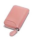 GADIEMKENSD Women Credit Card Holder Small RFID Wallet Zipper for Travel Leather Accordion Wallets Inserts Case Photo Business Cards Organizer Cute Compact Credit Card Slot Cash Slots Deep Pink